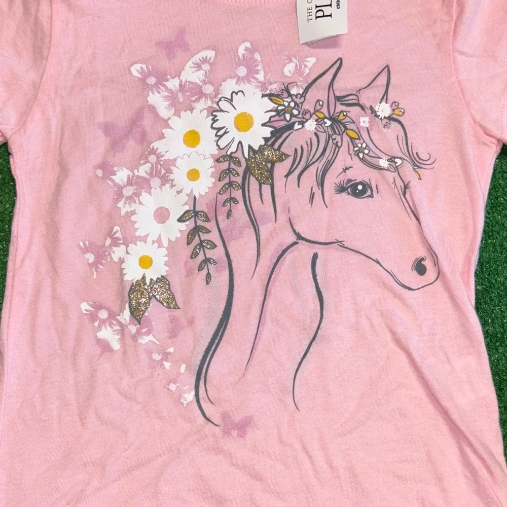 NWT The Children's Place Pink Horse Floral Tee